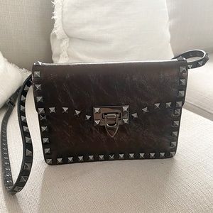 Valentino rockstud flap crossbody in Black metallic sheen